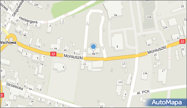 Wschowa, Moniuszki Stanisława, 6a, mapa Wschowa
