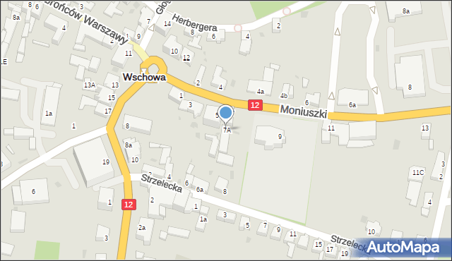 Wschowa, Moniuszki Stanisława, 7A, mapa Wschowa