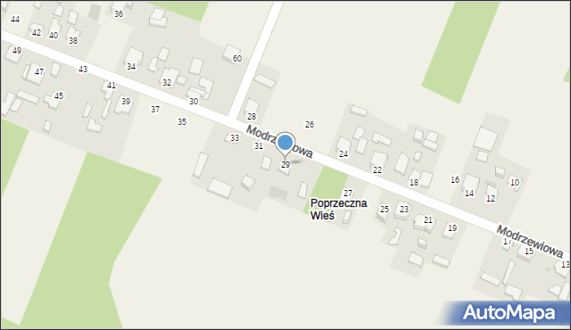 Wymysłów, Modrzewiowa, 29, mapa Wymysłów