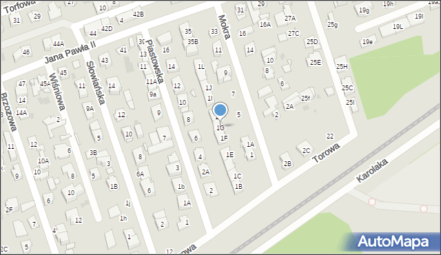 Ząbki, Mokra, 1G, mapa Ząbki