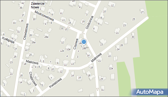 Zawiercie, Modrzewiowa, 14b, mapa Zawiercie