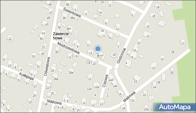 Zawiercie, Modrzewiowa, 15, mapa Zawiercie
