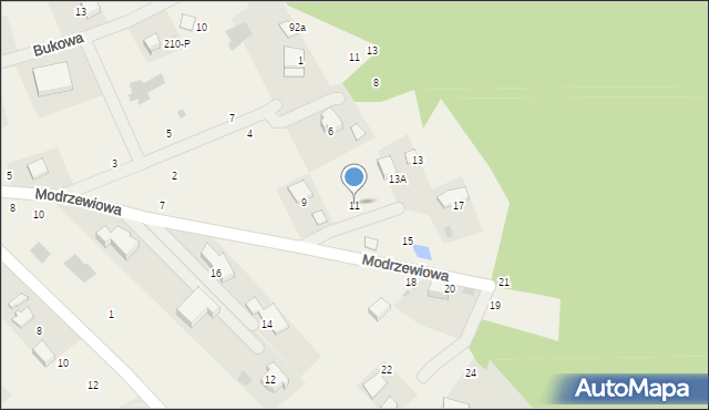 Zelków, Modrzewiowa, 11, mapa Zelków