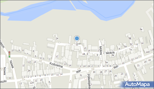 Złotów, Mokra, 12, mapa Złotów