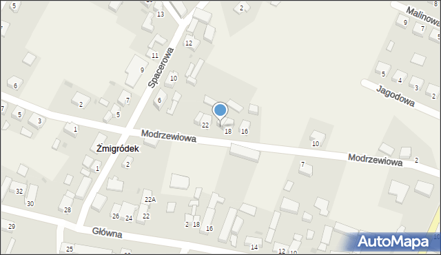 Żmigródek, Modrzewiowa, 20, mapa Żmigródek