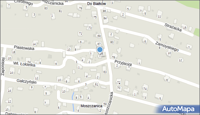 Żywiec, Moszczanicka, 65a, mapa Żywiec