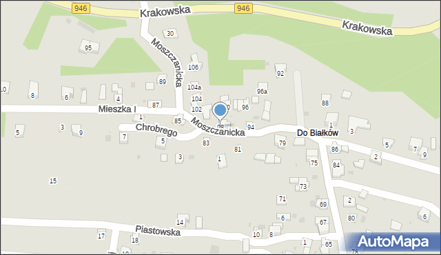 Żywiec, Moszczanicka, 98, mapa Żywiec