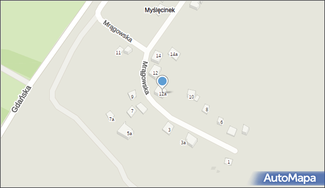 Bydgoszcz, Mrągowska, 12a, mapa Bydgoszczy