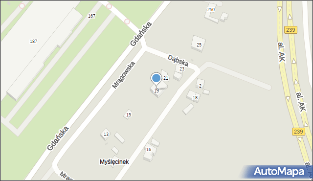 Bydgoszcz, Mrągowska, 19, mapa Bydgoszczy