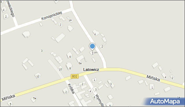 Latowicz, Mrozowska, 1, mapa Latowicz