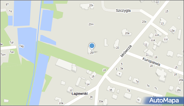 Łódź, Mrówcza, 20r, mapa Łodzi