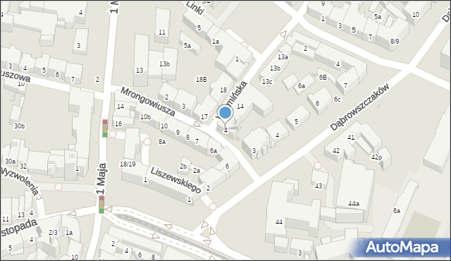 Olsztyn, Mrongowiusza Krzysztofa Celestyna, 4, mapa Olsztyna