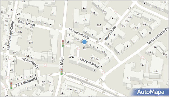 Olsztyn, Mrongowiusza Krzysztofa Celestyna, 8a, mapa Olsztyna