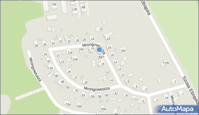 Ostróda, Mrongowiusza Celestyna, 15a, mapa Ostróda