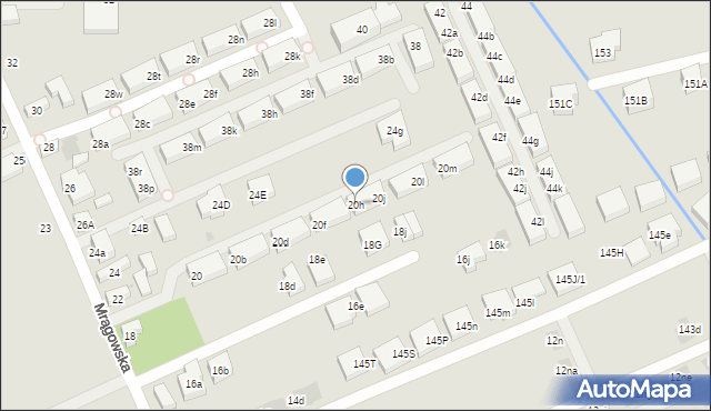 Warszawa, Mrągowska, 20h, mapa Warszawy