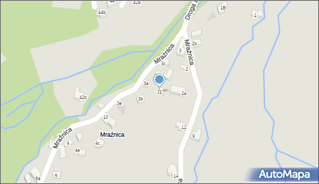 Zakopane, Mraźnica, 11, mapa Zakopanego