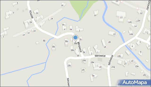 Zakopane, Mrowce, 38a, mapa Zakopanego