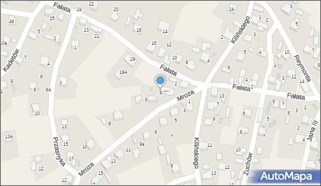 Żarki, Mroza Jana, ks., 4, mapa Żarki