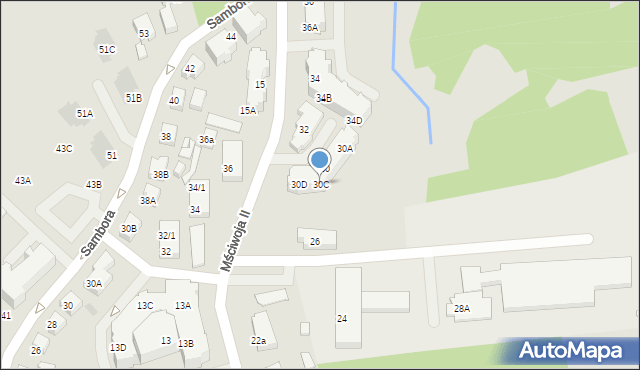 Kartuzy, Mściwoja II, 30C, mapa Kartuzy