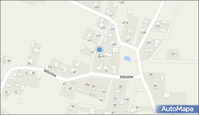 Mściów, Mściów, 51, mapa Mściów