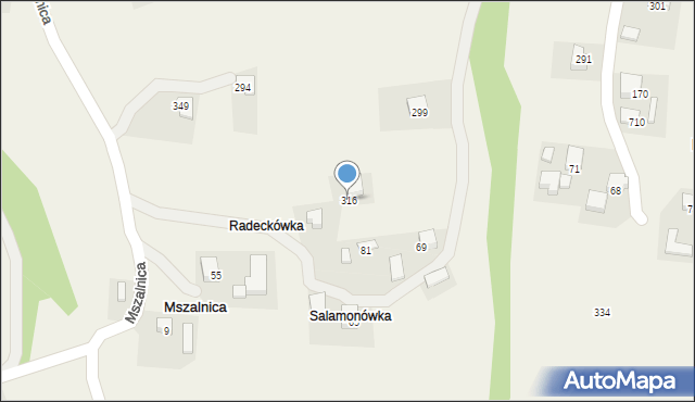 Mszalnica, Mszalnica, 316, mapa Mszalnica