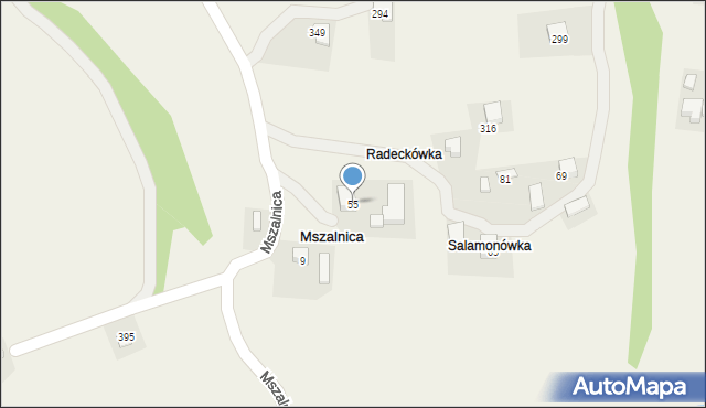 Mszalnica, Mszalnica, 55, mapa Mszalnica