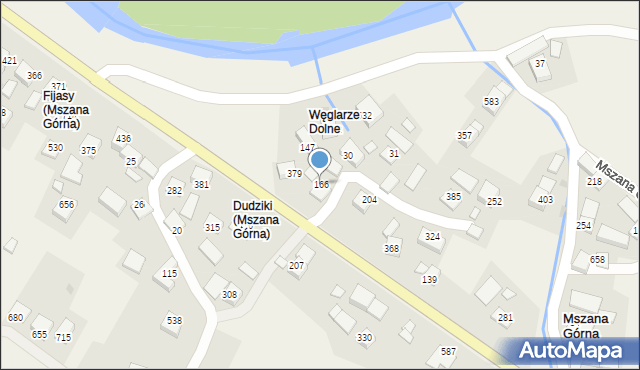 Mszana Górna, Mszana Górna, 166, mapa Mszana Górna