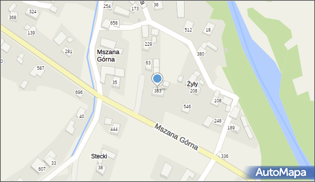 Mszana Górna, Mszana Górna, 383, mapa Mszana Górna