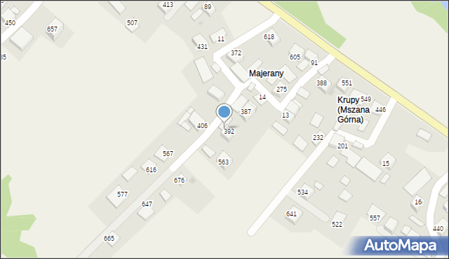 Mszana Górna, Mszana Górna, 398, mapa Mszana Górna