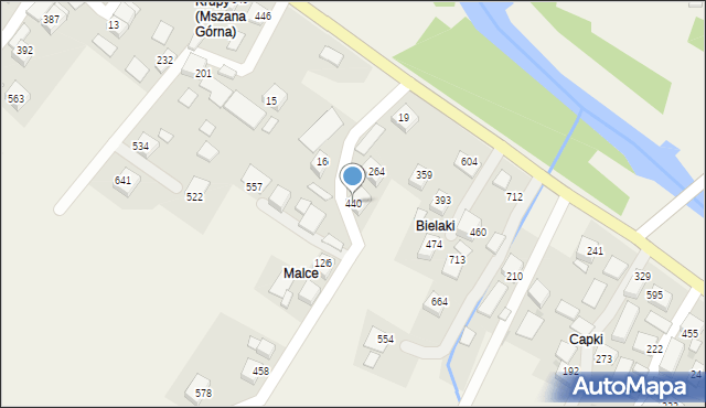 Mszana Górna, Mszana Górna, 440, mapa Mszana Górna