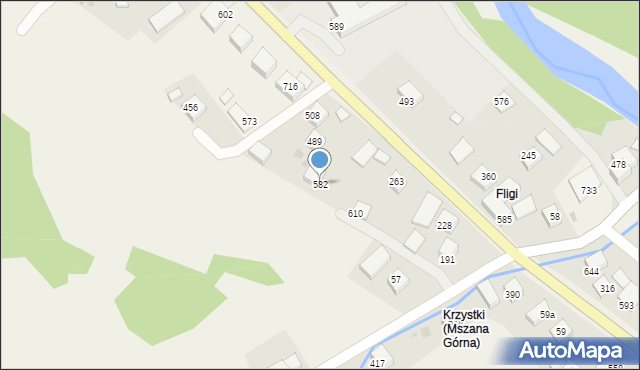 Mszana Górna, Mszana Górna, 582, mapa Mszana Górna