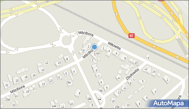 Poznań, Mścibora, 1, mapa Poznania