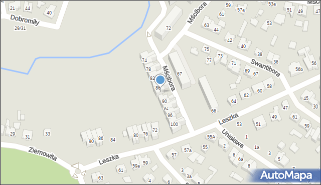 Poznań, Mścibora, 88, mapa Poznania