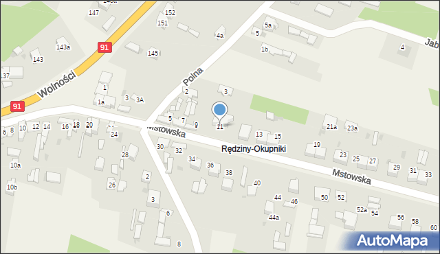 Rędziny, Mstowska, 11, mapa Rędziny