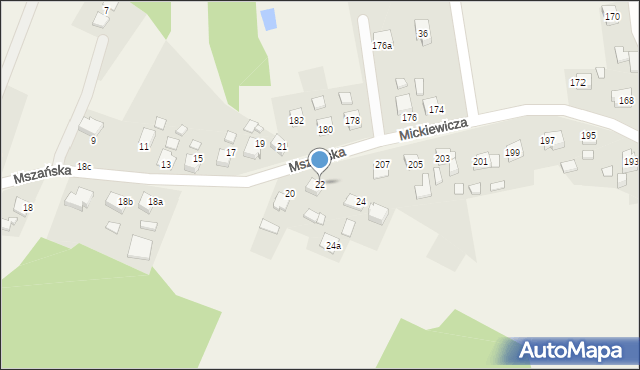 Skrzyszów, Mszańska, 22, mapa Skrzyszów