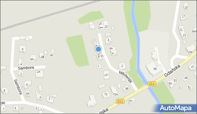 Żukowo, Mściwoja, 3, mapa Żukowo
