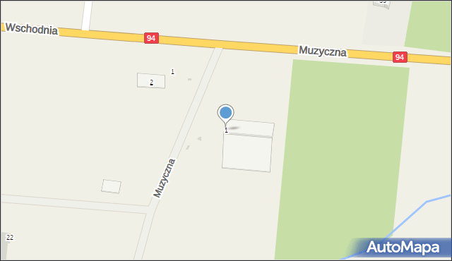 Błonie, Muzyczna, 1, mapa Błonie