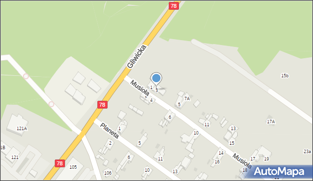 Bytom, Musioła, 3, mapa Bytomia