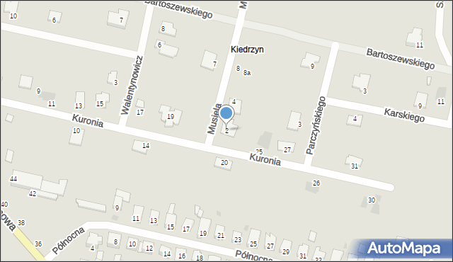 Częstochowa, Musiela Franciszka, ks. bp., 2, mapa Częstochowy