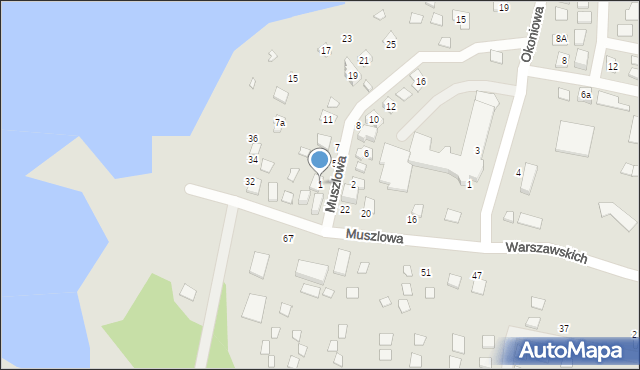 Koronowo, Muszlowa, 1, mapa Koronowo