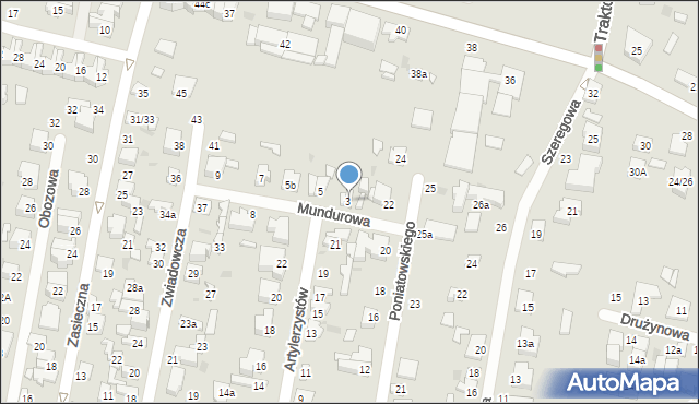 Łódź, Mundurowa, 3a, mapa Łodzi