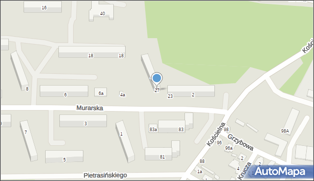 Starachowice, Murarska, 27, mapa Starachowic