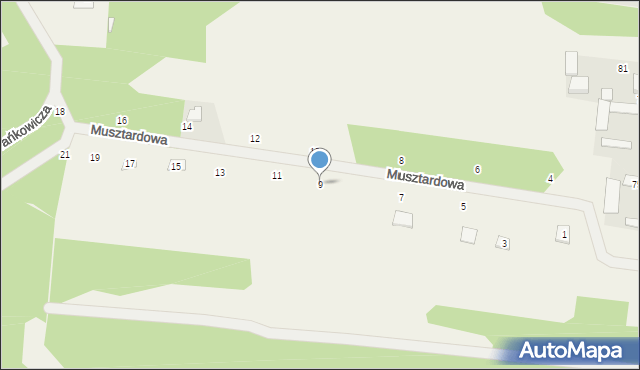 Strachów, Musztardowa, 9, mapa Strachów