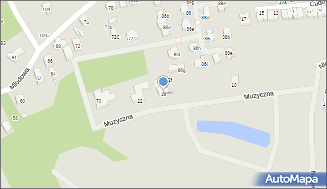 Szczecin, Muzyczna, 18, mapa Szczecina