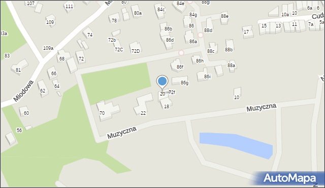 Szczecin, Muzyczna, 20, mapa Szczecina