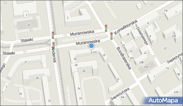Warszawa, Muranowska, 1, mapa Warszawy