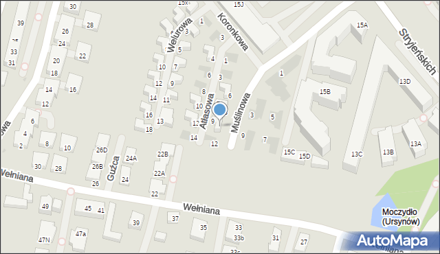 Warszawa, Muślinowa, 10, mapa Warszawy