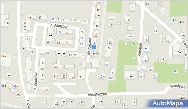 Warszawa, Muzyczna, 22, mapa Warszawy