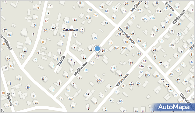 Augustów, Myśliwska, 14, mapa Augustów