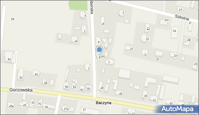 Baczyna, Myśliborska, 4, mapa Baczyna